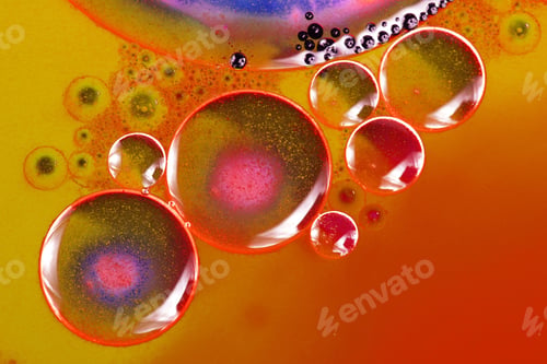 Preview: Abstract, Colorful Composition With Oil, Water And Ink