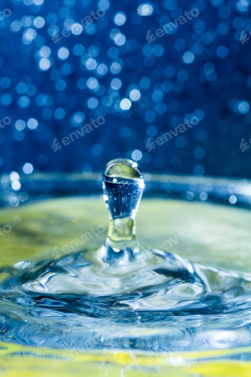 Preview: Abstract, Colorful Composition With Small Bokeh Lights, Water Drops And Water Texture