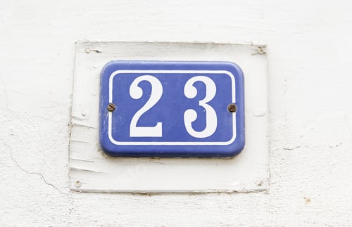 Preview: Number Twenty-Three On The Wall Of A House, Detail Of A Number Of Information, Odd Number