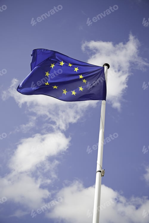 Preview: Flag Of Europe, Detail Of An Outdoor Flag, Country Flag, Country