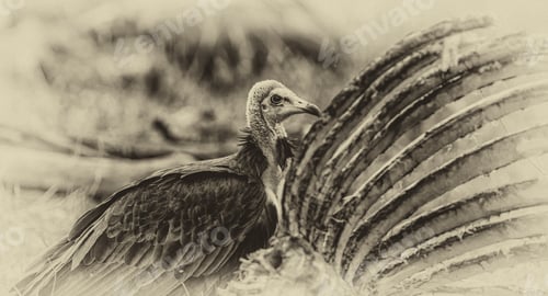 Preview: Vulture In The Etosha National Park, Namibia, Vintage Style