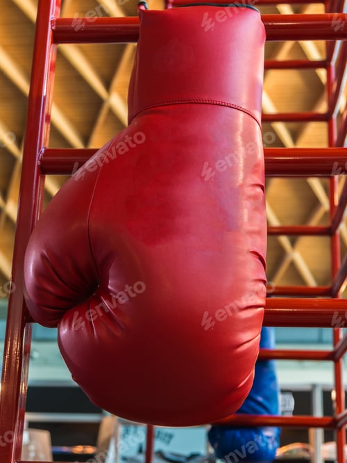 Preview: Red Leather Hanging Boxing Gloves