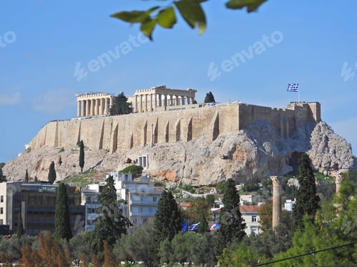 Preview: Extreme Zoom Photo Of Acropolis Hill And The Parthenon As Seen From Great Distance, Athens Historic