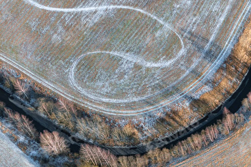 Preview: Aerial View Over The Rural Fields In Winter
