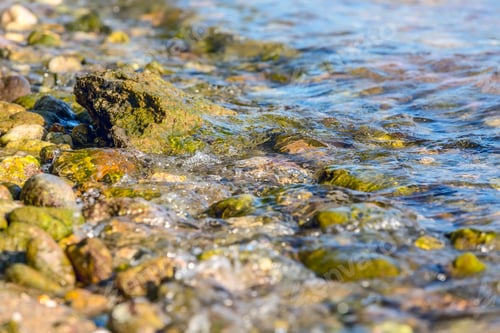Preview: Sea Stones Background, Ocean Wave At The Beach Coast