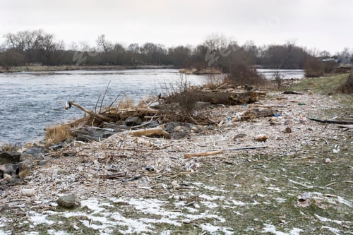 Preview: Light Snow On A River Bank Scene