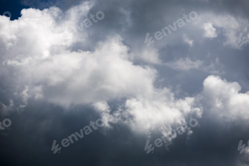 Preview: Beautiful, Fluffy, White And Grey Clouds And Blue Sky