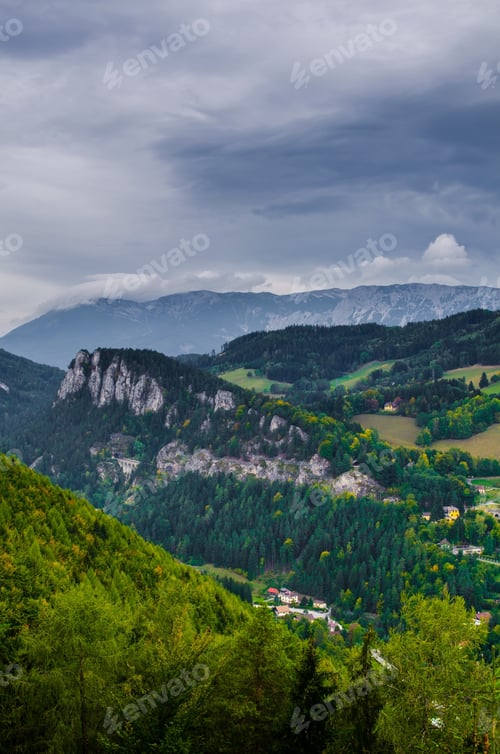 Preview: Semmering Railway With Surrounding Mountain Scenery, Krauselklause Viaduct In Front Of
