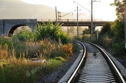 Preview: Sunset Landscape With Railroad Tracks