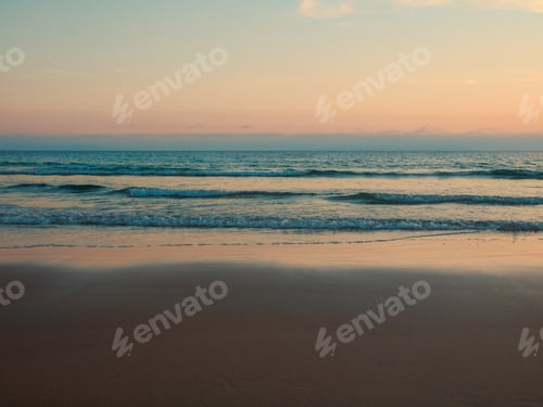 Preview: Tranquil Beach Scene Retro Styled, Sunset, Sunrise
