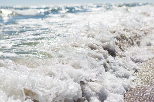 Preview: Splashing Waves On Sea Shore. Photo Of Sea Photographed On Shallow Depth Of Field