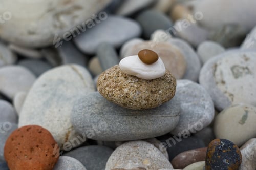Preview: Stack Of Zen Stones On Pebble Beach