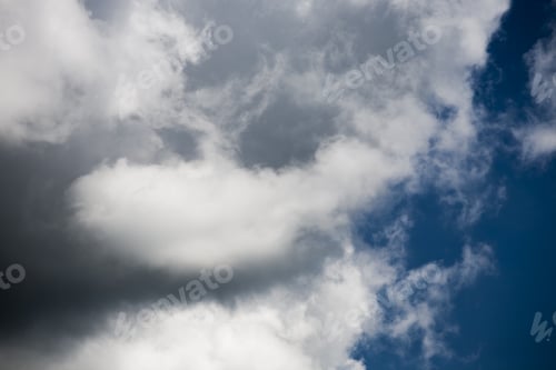 Preview: Beautiful, Fluffy, White And Grey Clouds And Blue Sky