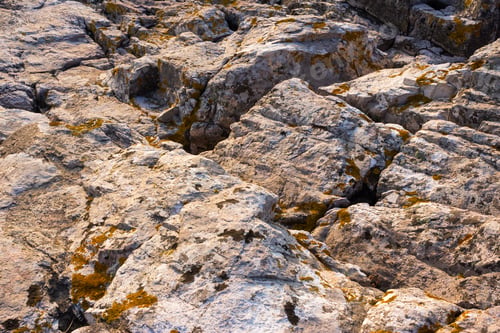 Preview: Side Lit Texture Of Colorful Sharp Sea Stones In Natural Morning Light