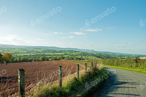 Preview: Agricultural Scenery Along A Country Road In The British Countryside.