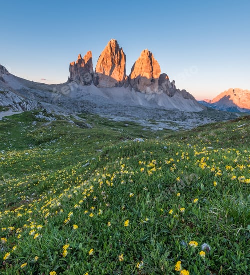 Preview: Summer Sunrise At Tre Cime Di Lavaredo In The Dolomites