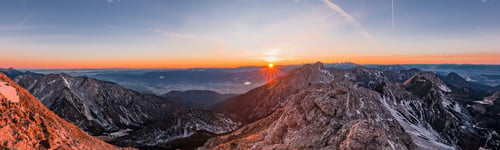 Preview: Male Hiker At The Top Of The Mountain At Sunset.