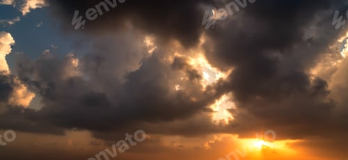 Preview: Sky With White Fluffy Clouds Natural Background
