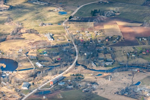 Preview: Aerial View Over The Small Village In Latvia