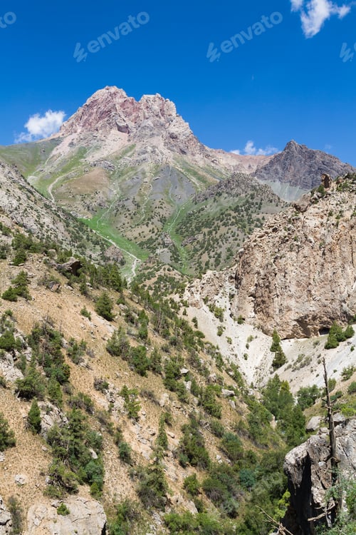Preview: Mountain Landscape Of Fan Mountains In Summer, Tajikistan, Central Asia