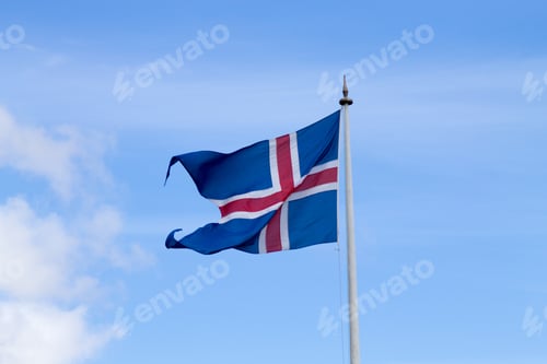 Preview: Iceland Flag That Waves In Wind, Icelandic Flag View.