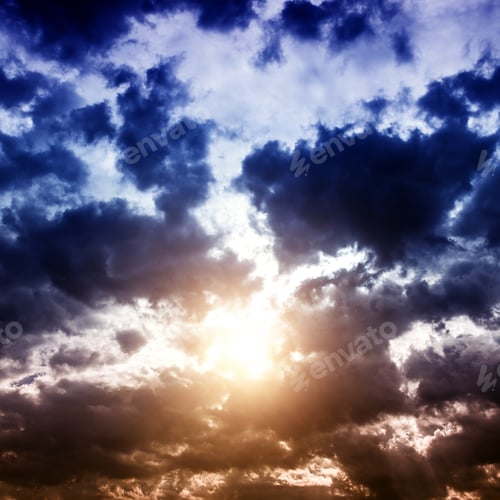 Preview: Toned Photo Of A Light In The Dark And Dramatic Storm Clouds
