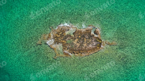 Preview: Aerial Drone Photo Of Tropical Exotic Paradise Island With Turquoise And Emerald Clear Sea