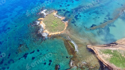 Preview: Aerial Bird'S Eye Top View Photo Taken By Drone Of Tropical Island Seascape With Rocky Beach With