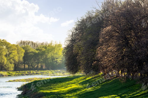 Preview: Morning City Embankment In The Rays Of The Rising Sun
