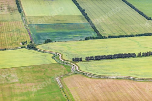 Preview: Aerial View Over The Rural Fields, Trees And Bushes