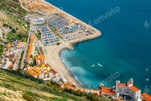 Preview: Aerial View Of The Coastline Of Gibraltar From The Top Of The Rock