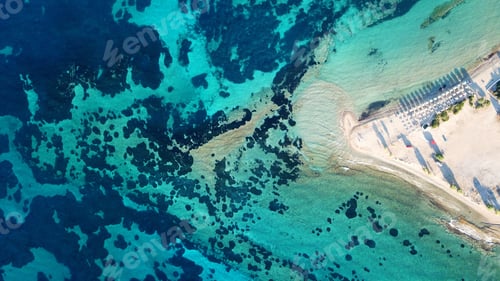 Preview: Aerial Drone Photo Of Tropical Caribbean Bay With White Sand Beach And Beautiful Turquoise And