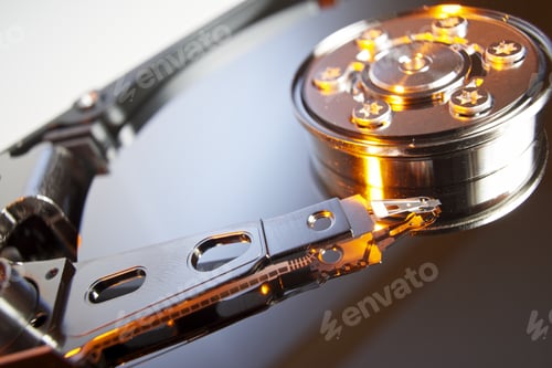 Preview: Closeup Of An Open Computer Hard Drive