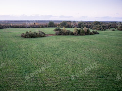 Preview: Green Fields Aerial View From View Tower In The Country