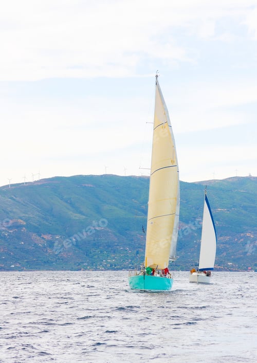 Preview: Sailing Boat During A Regatta Out Of Poros Island In Greece