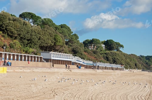 Preview: Sandy Beach Along Bournemouth Beach In The Summertime.