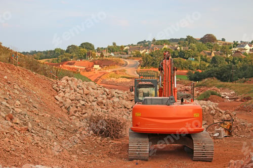 Preview: Digger On A Road Construction Site