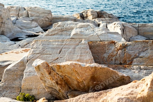 Preview: Aegean Seashore And Marble Rocks In Aliki, Thassos Island, Greece