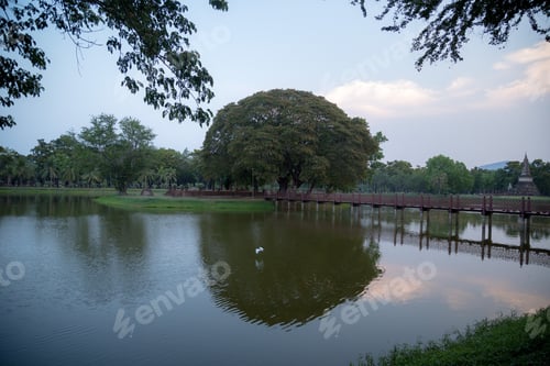 Preview: Sunset At Wat Mahatat In Sukhothai. A Unesco World Heritage Site In Thailand. In The Past