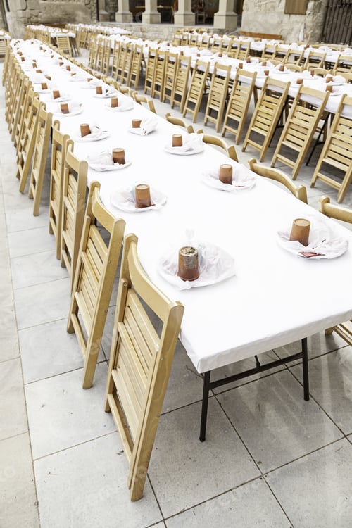 Preview: Large Dining Table, Detail Of A Table At A Popular Food In Town, Lots Of It