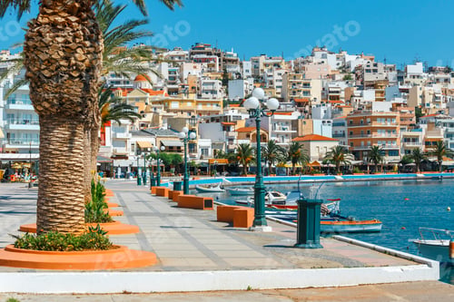Preview: Seaport Of Sitia Town With Moored Traditional Greek Fishing Boats