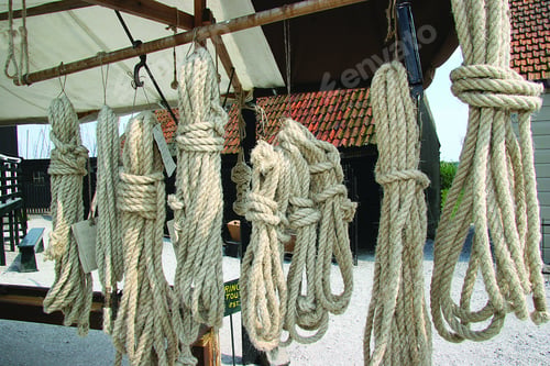 Preview: Bundled Hemp Ropes For Rigging On Board Sailing Ships