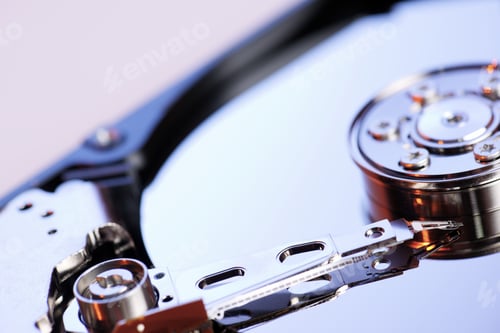 Preview: Closeup Of An Open Computer Hard Drive