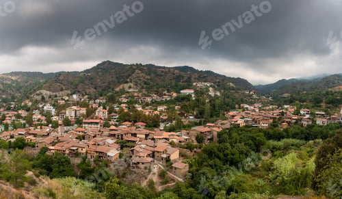 Preview: Panoramic Photo Of The Picturesque And Touristic Mountain Village Of Kakopetria At Troodos