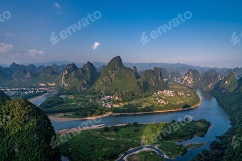 Preview: Xianggong Hill Viewpoint Panorama Of Beautiful Green, Lush And Dense Karst Mountain Landscape In