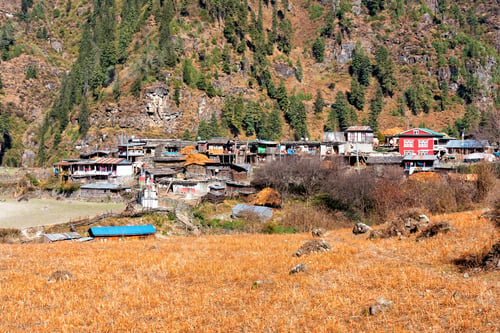 Vista previa: View Of A Small Town Or A Settlement On A Popular Tourist Track - Annapurna Circuit Trail In