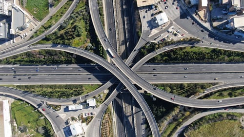 Preview: Aerial View Of Popular Highway Of Attiki Odos Multilevel Junction Road, Passing Through National