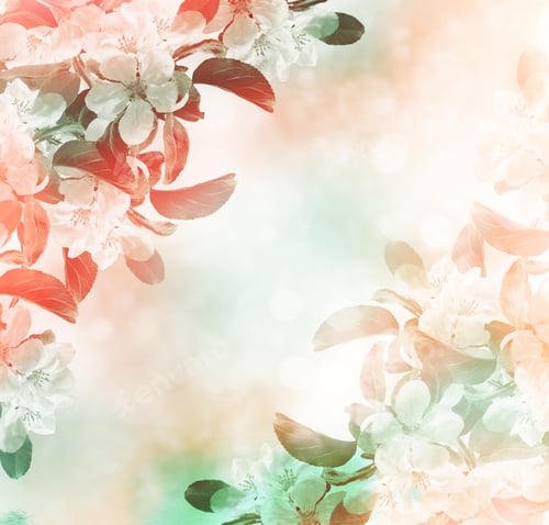 Preview: Blossoming Branch Apple. Bright Colorful Spring Flowers