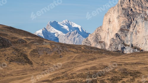 Preview: Autumn In Dolomites Mountains Above Lake Federa.