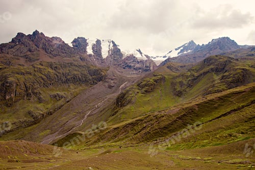 Preview: Peruvian Mountains Landscape. Beautiful Mountains View Close To Vinicunca Rainbow Mountain In Cusco